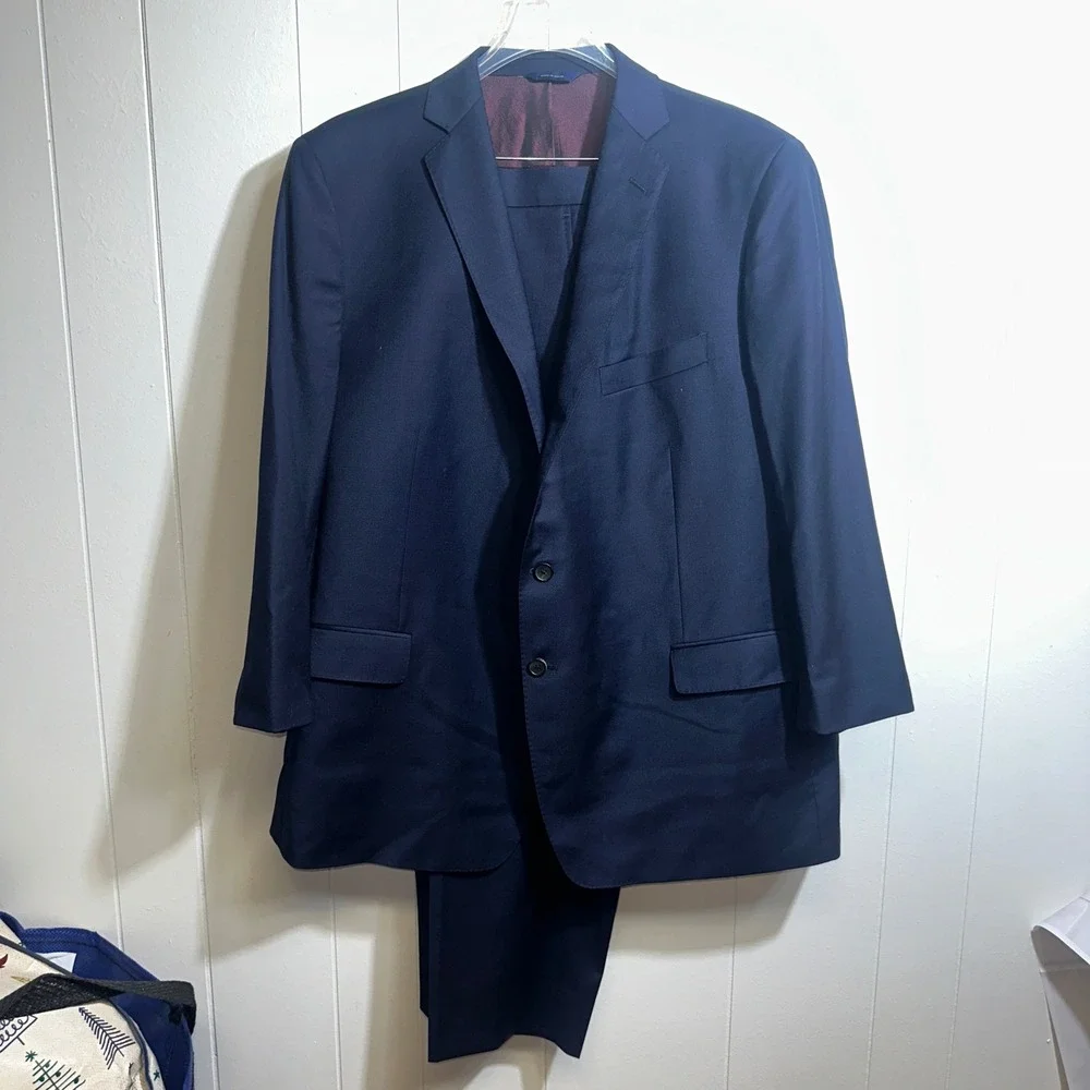 Brooks‎ Brothers Mens Navy Blue 100% Wool Custom Tailored 2 Piece Suit IBB56583